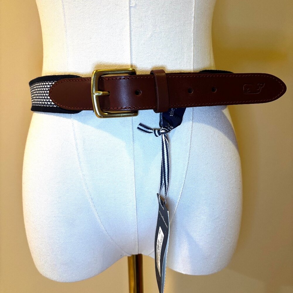 Vineyard Vines Micro Whale Canvas Club Belt Blue